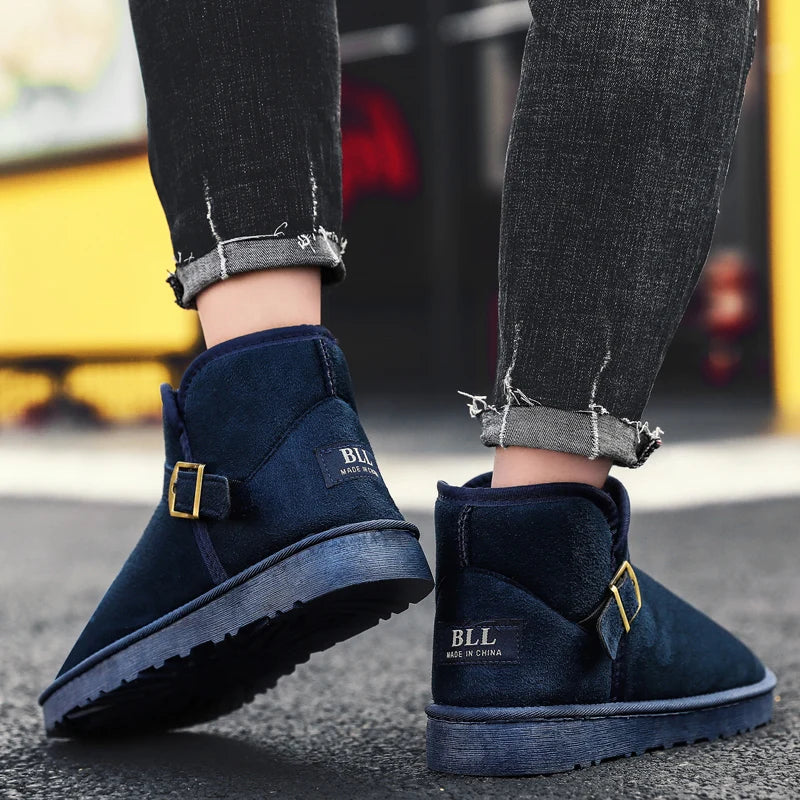 CEOXEAGLE Genuine Leather Snow Boots Women Winter Warm Fur Ladies buckle Platform Wedge Fashion Men's Ankle Boot Female Casual Shoes 35-47