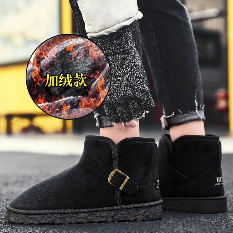 CEOXEAGLE Genuine Leather Snow Boots Women Winter Warm Fur Ladies buckle Platform Wedge Fashion Men's Ankle Boot Female Casual Shoes 35-47