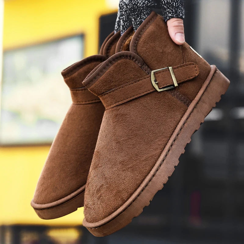 CEOXEAGLE Genuine Leather Snow Boots Women Winter Warm Fur Ladies buckle Platform Wedge Fashion Men's Ankle Boot Female Casual Shoes 35-47