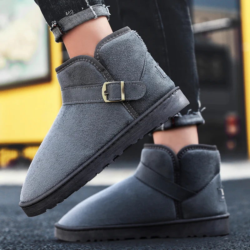 CEOXEAGLE Genuine Leather Snow Boots Women Winter Warm Fur Ladies buckle Platform Wedge Fashion Men's Ankle Boot Female Casual Shoes 35-47