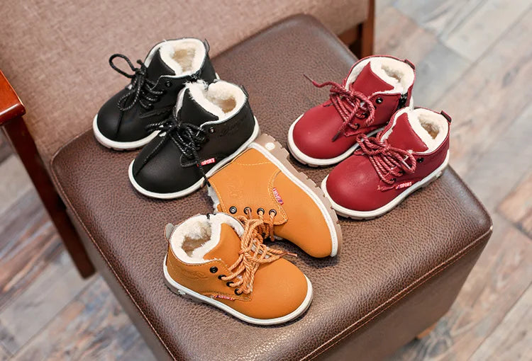 ZYCZWL Stylish Leather Children's Boots/Soft Antislip Casual Shoes for Boys & Girls/Autumn & Winter Sports Running Footwear ( Sizes 21-30 ).