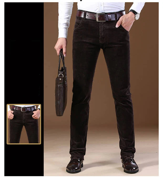 NoEnName_Null Autumn Winter Men`s Thick Warm Corduroy Pants Fleece Trousers Male Casual Business Style Long Jeans Men