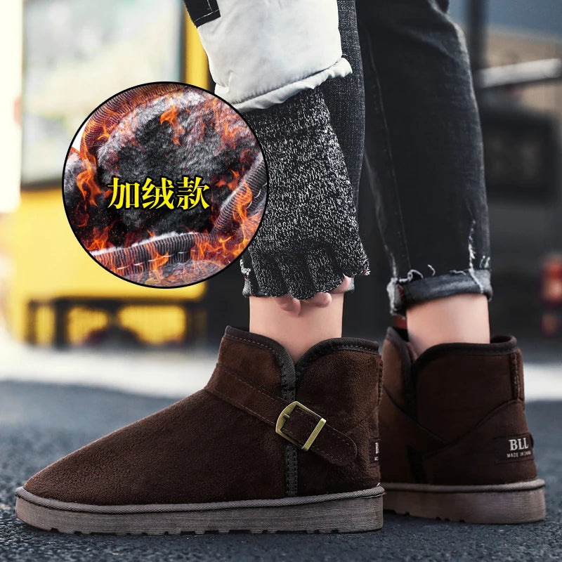 CEOXEAGLE Genuine Leather Snow Boots Women Winter Warm Fur Ladies buckle Platform Wedge Fashion Men's Ankle Boot Female Casual Shoes 35-47