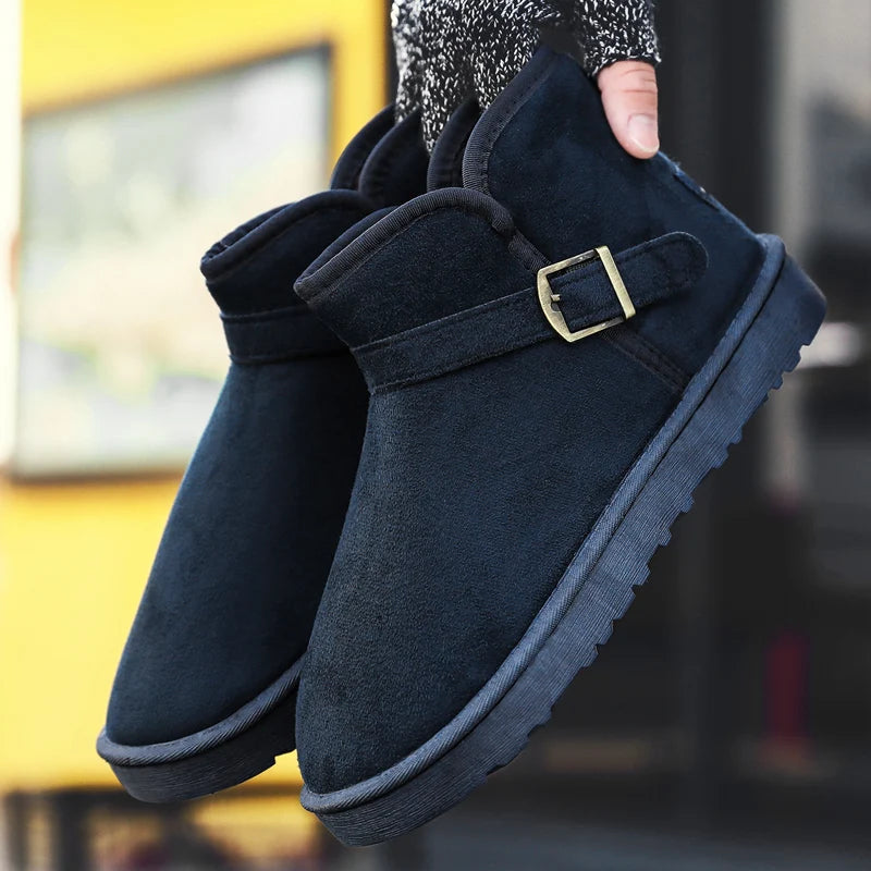 CEOXEAGLE Genuine Leather Snow Boots Women Winter Warm Fur Ladies buckle Platform Wedge Fashion Men's Ankle Boot Female Casual Shoes 35-47