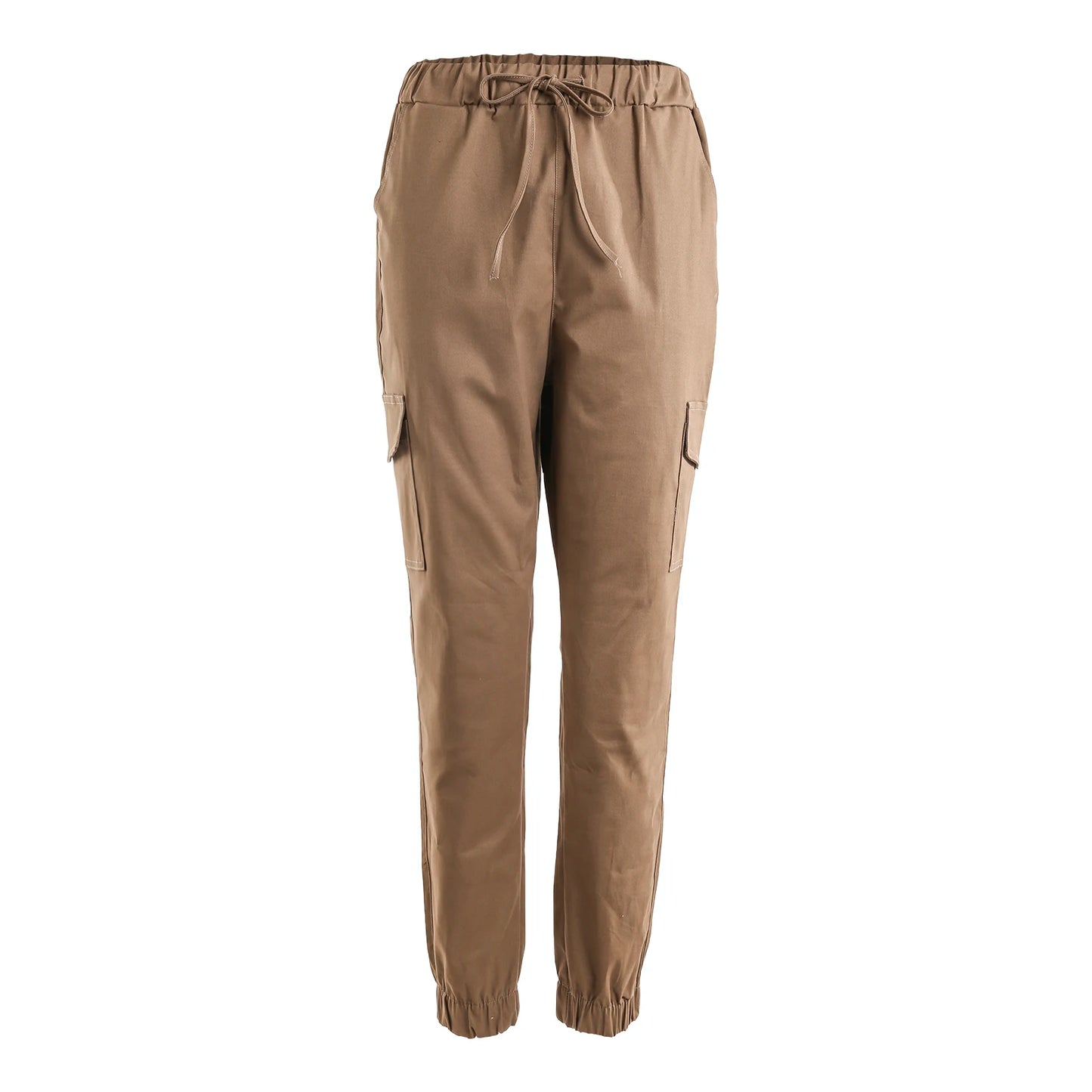 hirigin Women Solid Drawstring Cargo Pants High Waist Bottoms.