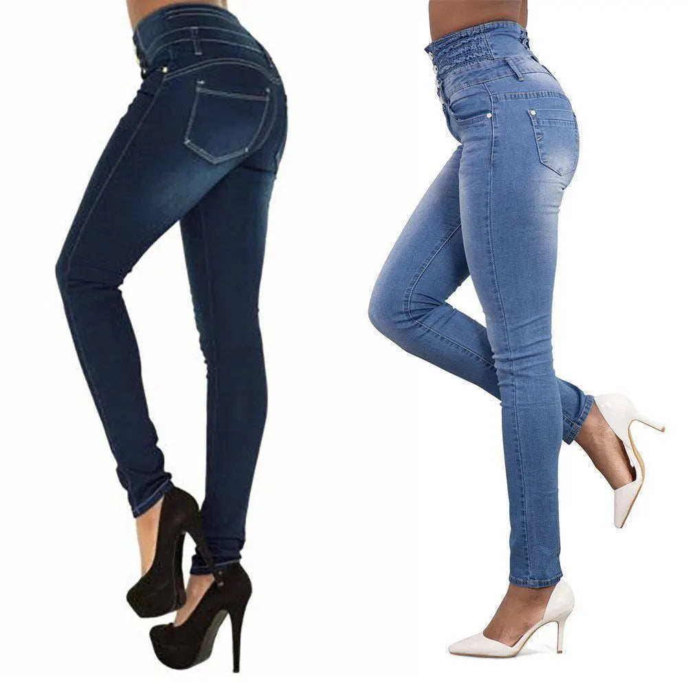 NoEnName Null Hot High Quality Women's High Waist Skinny Stretch Jeans Shaping Butt Lifting Denim  Pencil Pants.