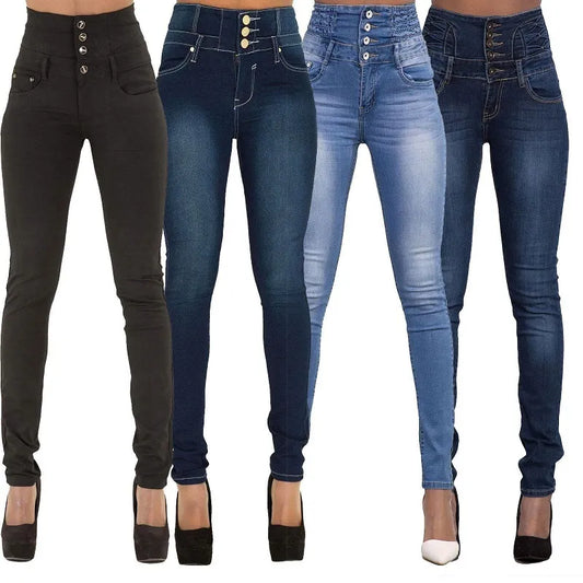 NoEnName Null Hot High Quality Women's High Waist Skinny Stretch Jeans Shaping Butt Lifting Denim  Pencil Pants.