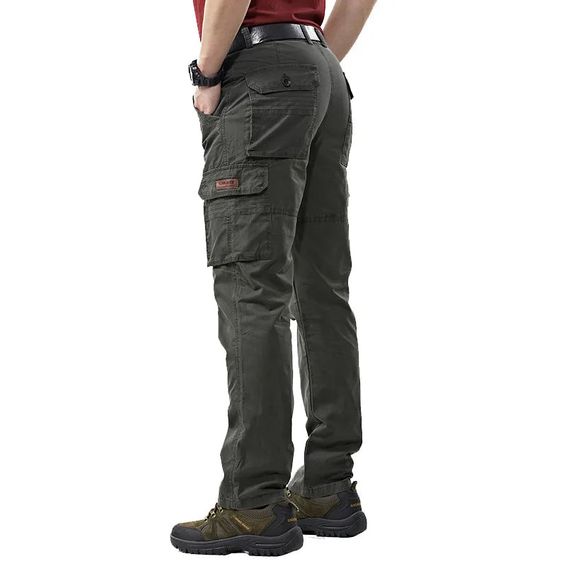 Men's Overalls Military Army Cargo Pants Spring Cotton Baggy Denim Pants Male Multi-pockets Casual Long Trousers Plus Size 42