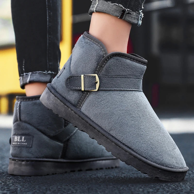 CEOXEAGLE Genuine Leather Snow Boots Women Winter Warm Fur Ladies buckle Platform Wedge Fashion Men's Ankle Boot Female Casual Shoes 35-47