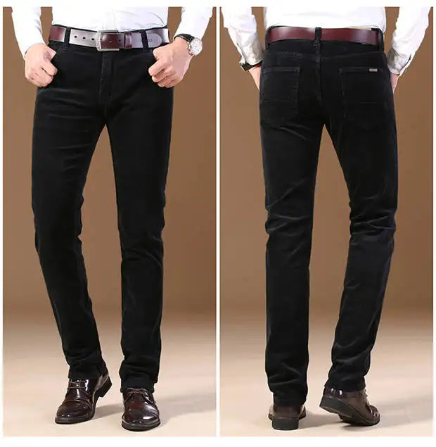 NoEnName_Null Autumn Winter Men`s Thick Warm Corduroy Pants Fleece Trousers Male Casual Business Style Long Jeans Men