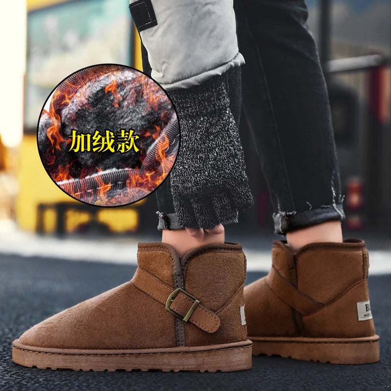 CEOXEAGLE Genuine Leather Snow Boots Women Winter Warm Fur Ladies buckle Platform Wedge Fashion Men's Ankle Boot Female Casual Shoes 35-47