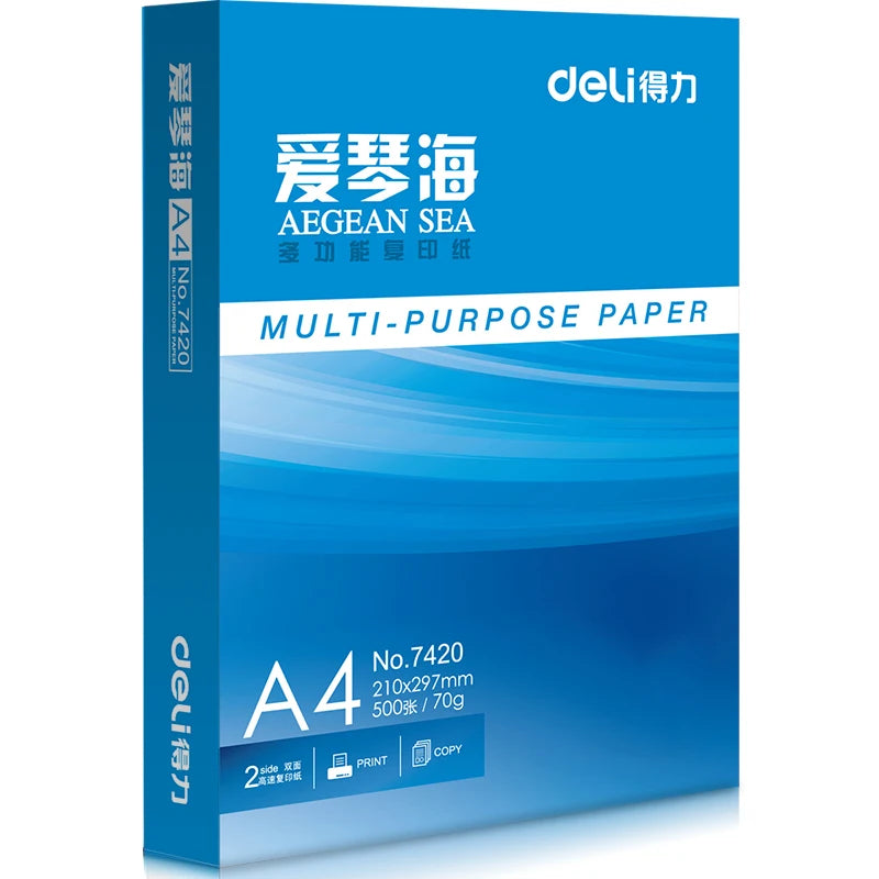 Whole Sale Aegean Sea Series 500 sheets 7421 Deli A4 Multi-purpose copy printing paper.