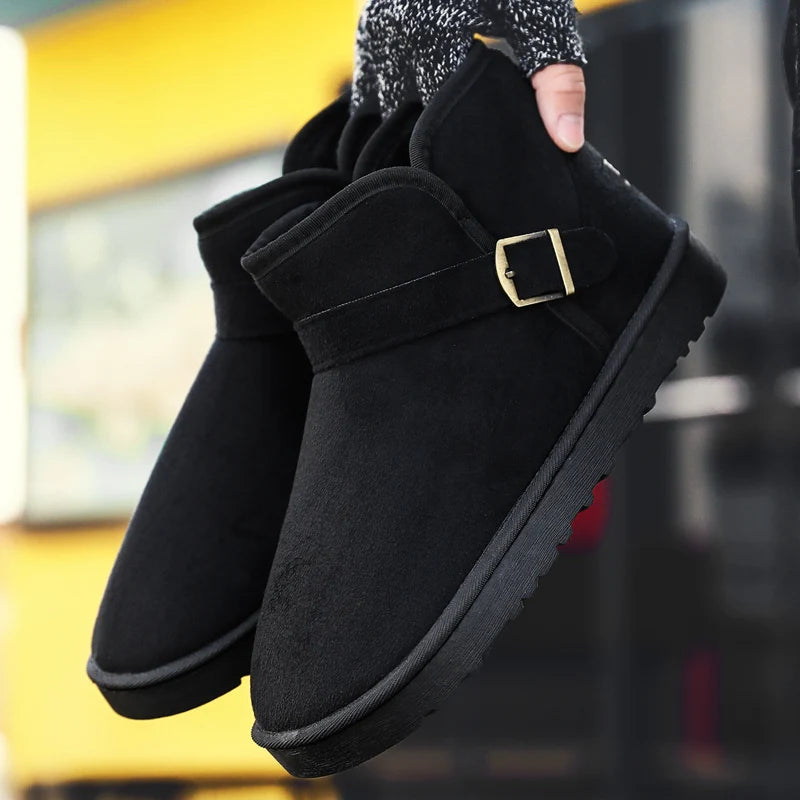 CEOXEAGLE Genuine Leather Snow Boots Women Winter Warm Fur Ladies buckle Platform Wedge Fashion Men's Ankle Boot Female Casual Shoes 35-47