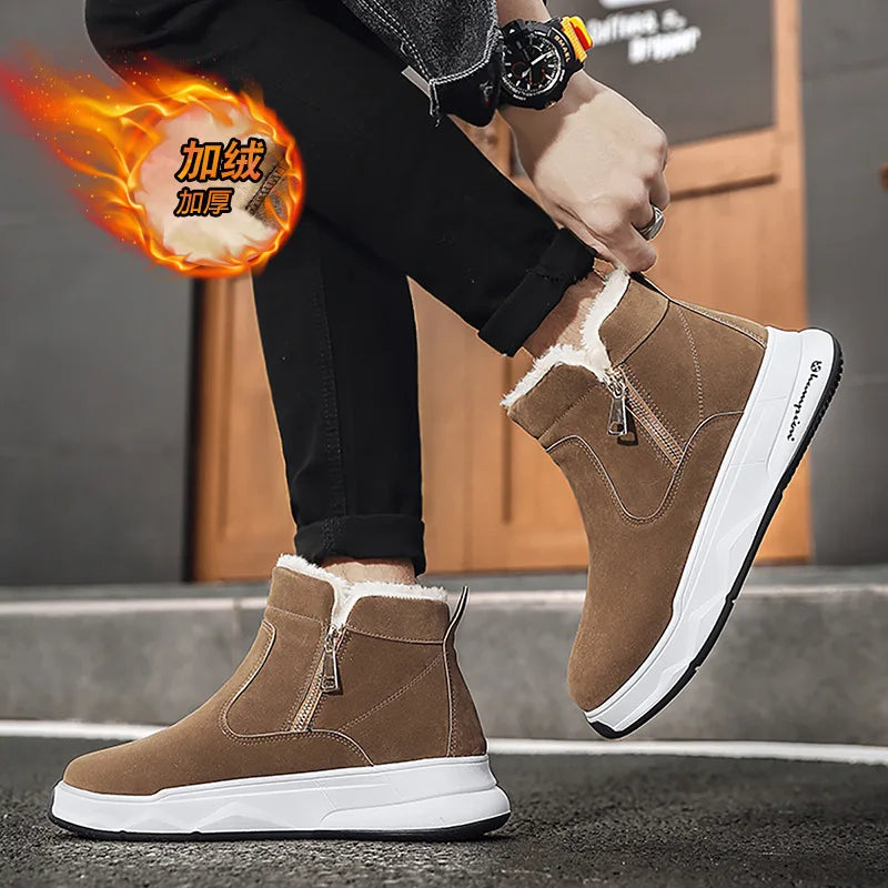 New winter men's shoes plus velvet warm cotton shoes Northeast thick-soled snow boots men's bread thick cotton boots H651