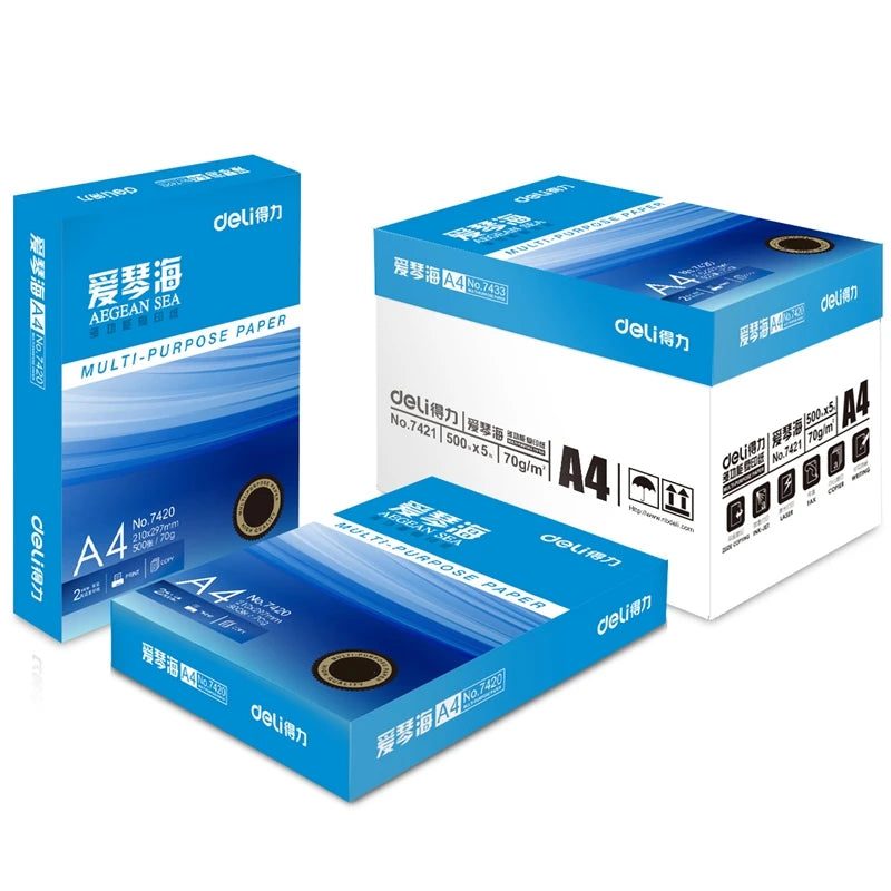 Whole Sale Aegean Sea Series 500 sheets 7421 Deli A4 Multi-purpose copy printing paper.