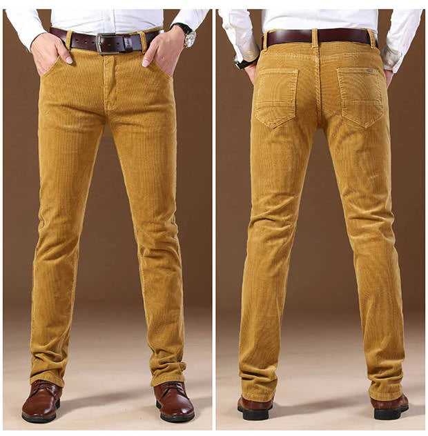 NoEnName_Null Autumn Winter Men`s Thick Warm Corduroy Pants Fleece Trousers Male Casual Business Style Long Jeans Men