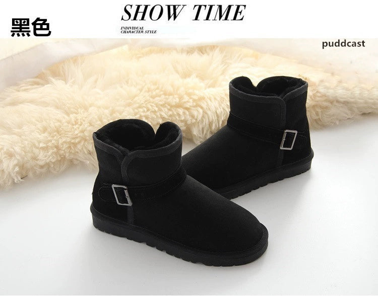 Australian Sheep Fur Snow Boots Men's Genuine Leather Non Slip Thickened Pure Wool Winter Heattech Northeast plus Size Cotton Shoes