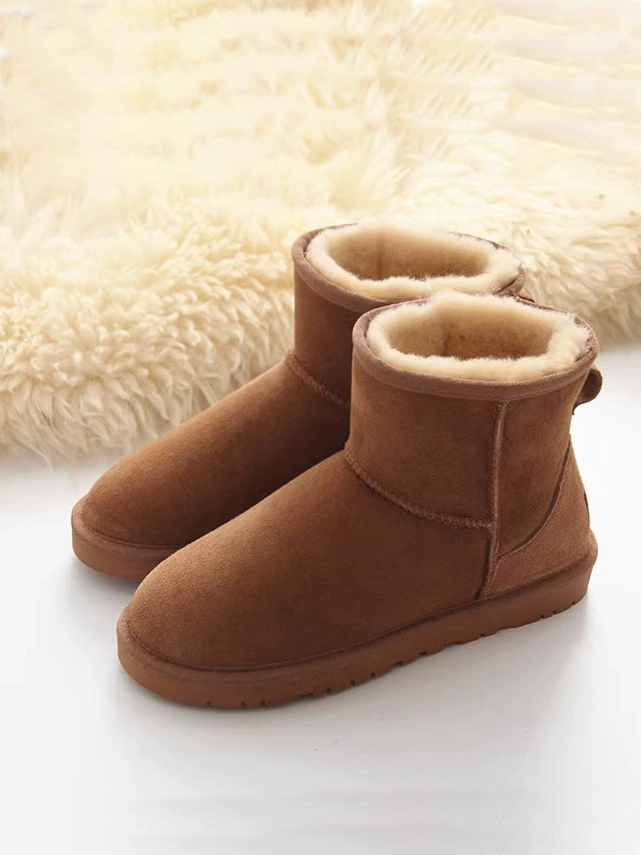 Australian Sheep Fur Snow Boots Men's Genuine Leather Non Slip Thickened Pure Wool Winter Heattech Northeast plus Size Cotton Shoes