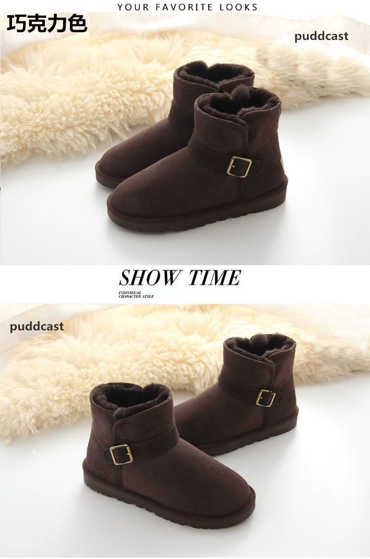 Australian Sheep Fur Snow Boots Men's Genuine Leather Non Slip Thickened Pure Wool Winter Heattech Northeast plus Size Cotton Shoes