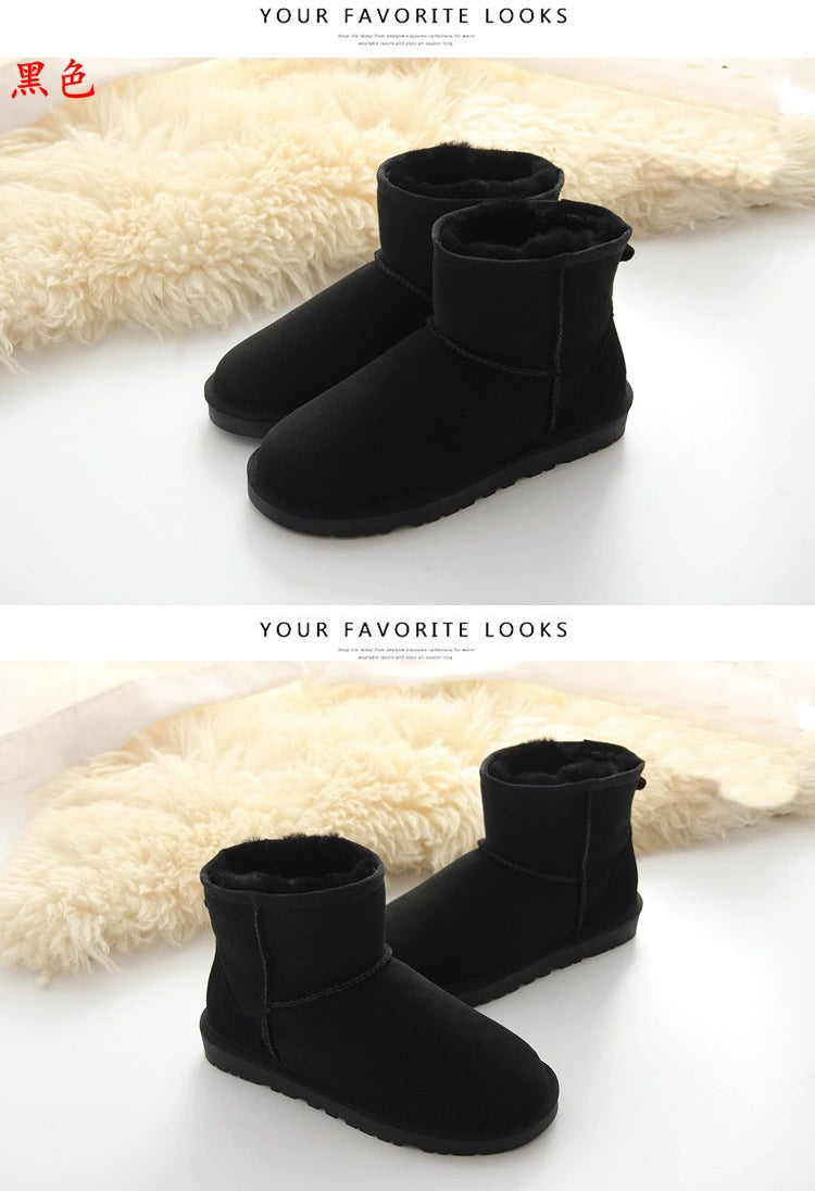 Australian Sheep Fur Snow Boots Men's Genuine Leather Non Slip Thickened Pure Wool Winter Heattech Northeast plus Size Cotton Shoes