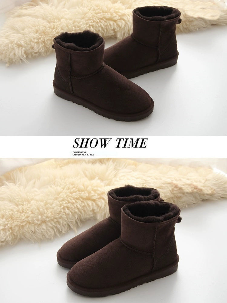 Australian Sheep Fur Snow Boots Men's Genuine Leather Non Slip Thickened Pure Wool Winter Heattech Northeast plus Size Cotton Shoes