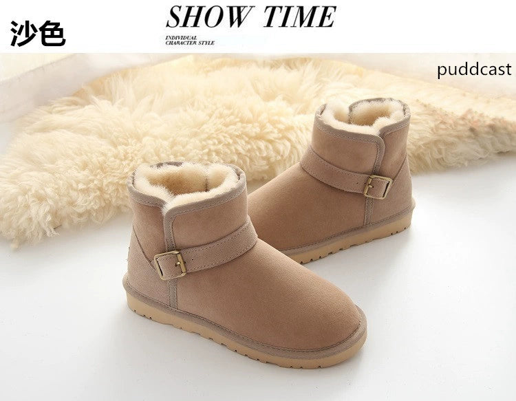 Australian Sheep Fur Snow Boots Men's Genuine Leather Non Slip Thickened Pure Wool Winter Heattech Northeast plus Size Cotton Shoes