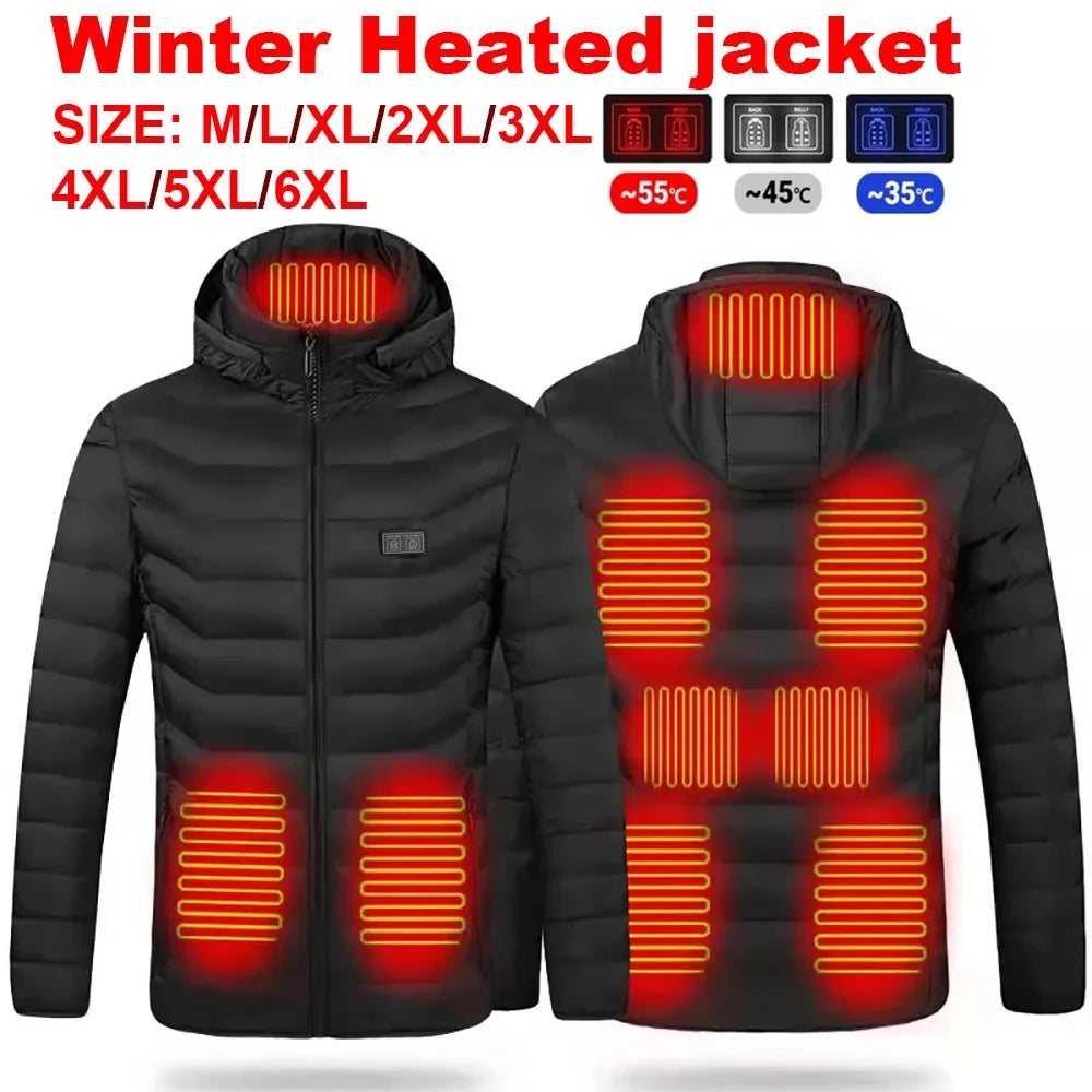 NoEnName_Null Men's Winter Heated Jacket- USB 21 Zones heated jacket for motorcycle, skiing and camping.