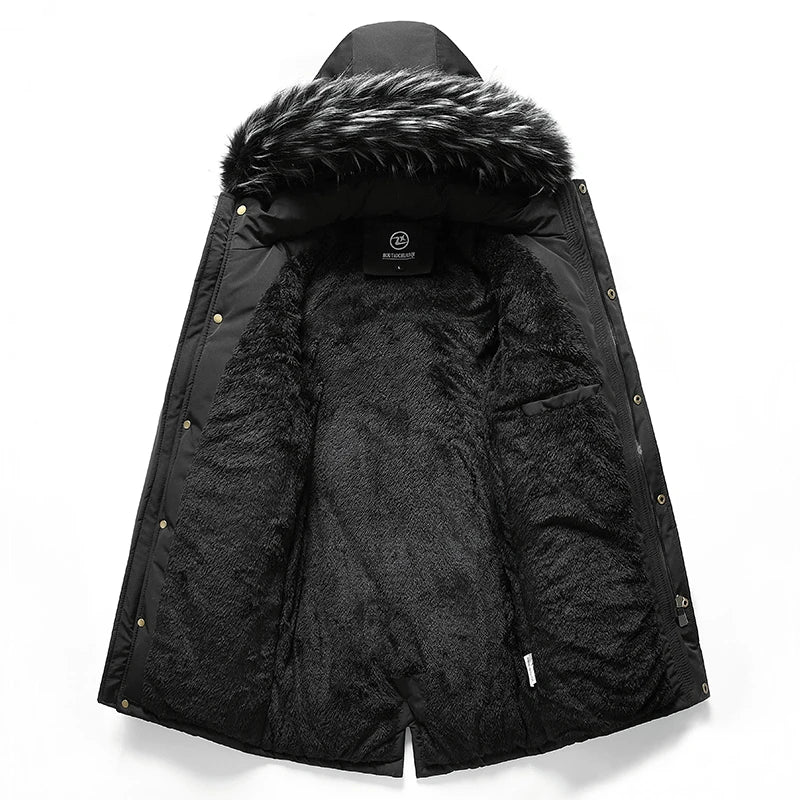 Winter Men Warm Parkas Windproof Casual Cotton Jacket With Fur Collar Thicken Outwear Detachable Hat Jacket.