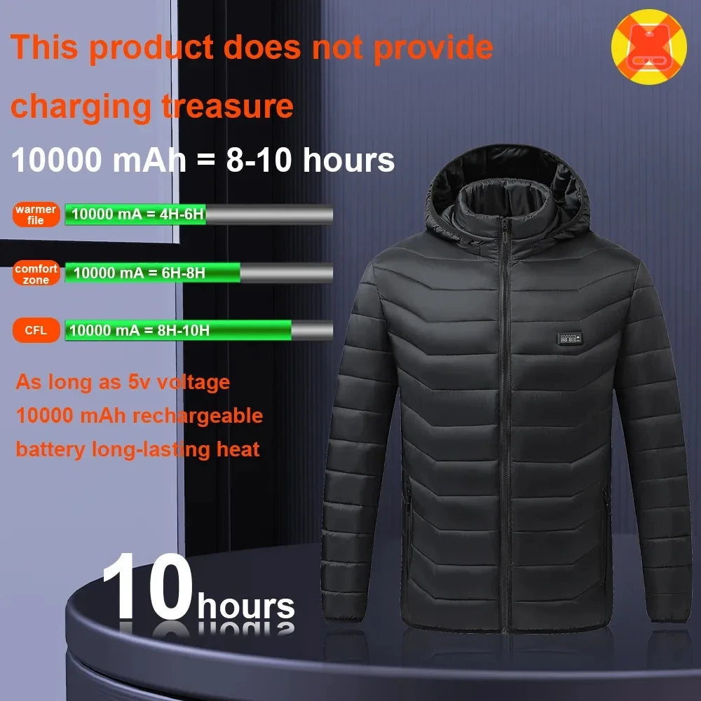 NoEnName_Null Men's Winter Heated Jacket- USB 21 Zones heated jacket for motorcycle, skiing and camping.