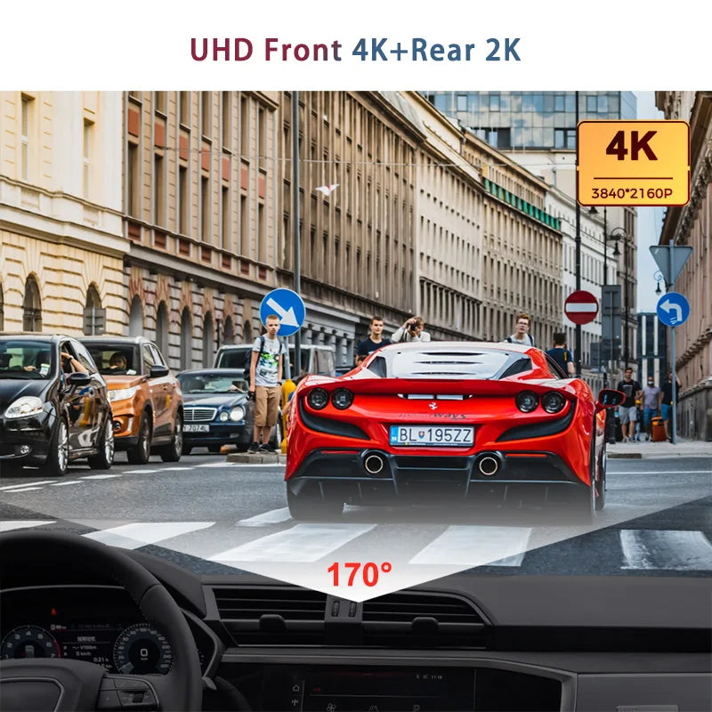 H8 Front 4K 2160P Car Dvr Rear 2K 1440P Camera Rearview Mirror IMX415 WIFI Video Recorder GPS Track Auto Registrar Dash Cam