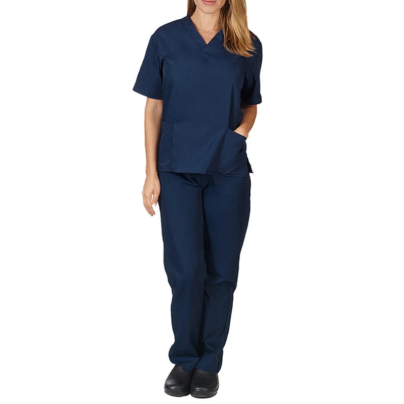 Nurse Uniform Medical Suits V-neck Nursing Scrub Uniform Salon Spa Pet Grooming Institution Work Clothes Short Sleeve Tops Pants