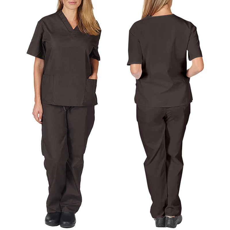 Nurse Uniform Medical Suits V-neck Nursing Scrub Uniform Salon Spa Pet Grooming Institution Work Clothes Short Sleeve Tops Pants