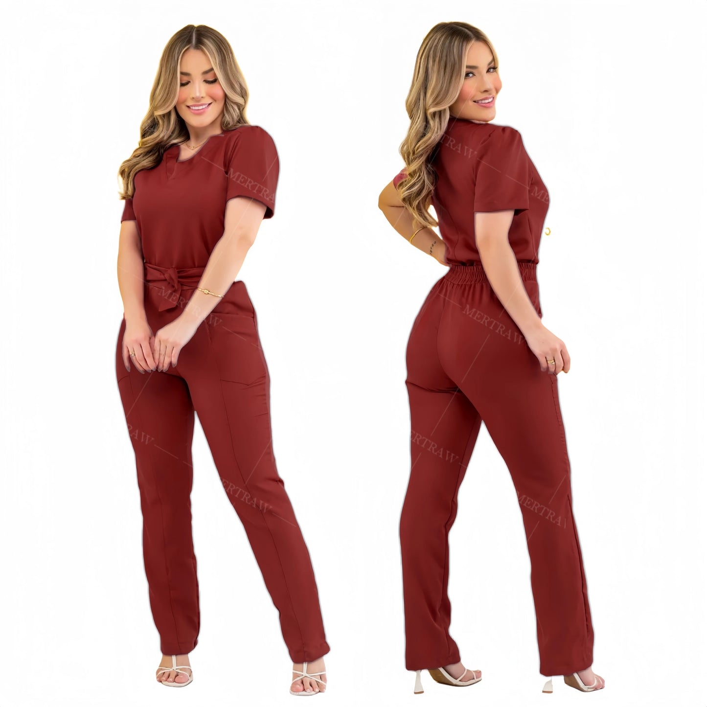 MERTRAW Polyester and Spandex Hospital Scrubs Uniform-Medical Scrubs Set for Nurses and Beauty Professionals.