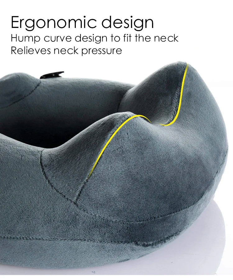 DENOR Press-inflatable neck U-shaped pillow soft and comfortable crystal velvet ergonomic cervical pillow portable travel pillow