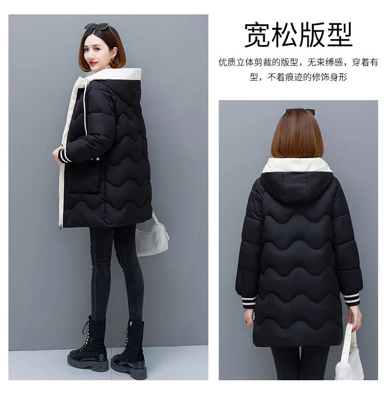 Women's Long Hooded Thicken Cotton Parka-Winter Down Puffer Coat 2024.