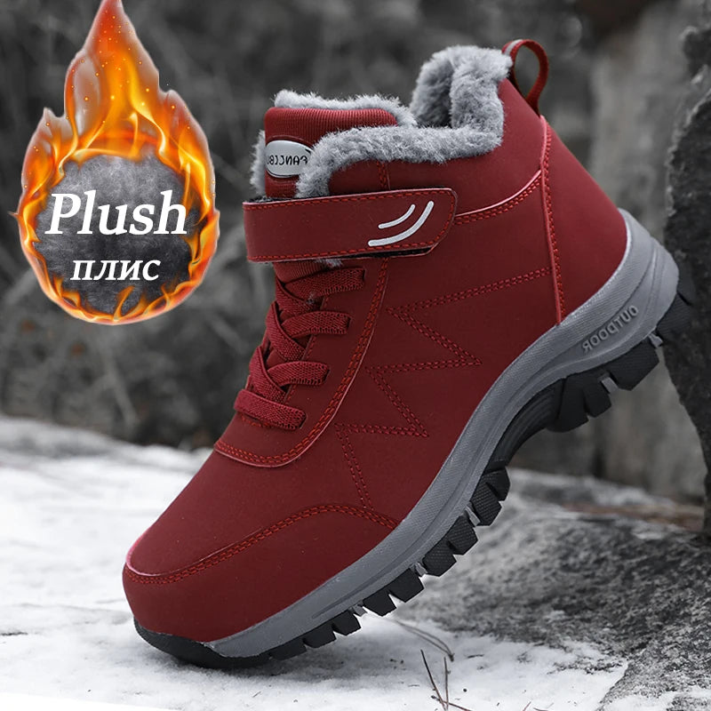 Unisex Waterproof PU Leather Hiking Boots-Winter Climbing Sneakers for Men & Women.