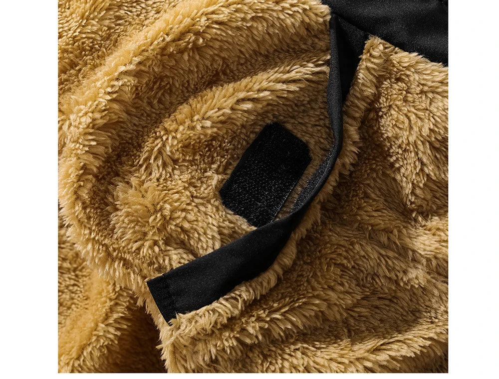 DIMUSI Men's Winter Fleece Plush Parka-Thick Warm Hooded Coat with Fur Collar.