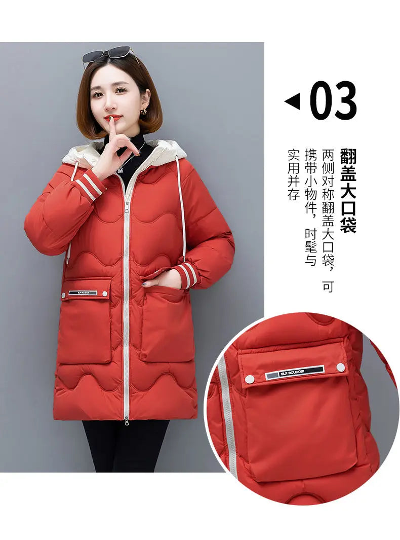 Women's Long Hooded Thicken Cotton Parka-Winter Down Puffer Coat 2024.