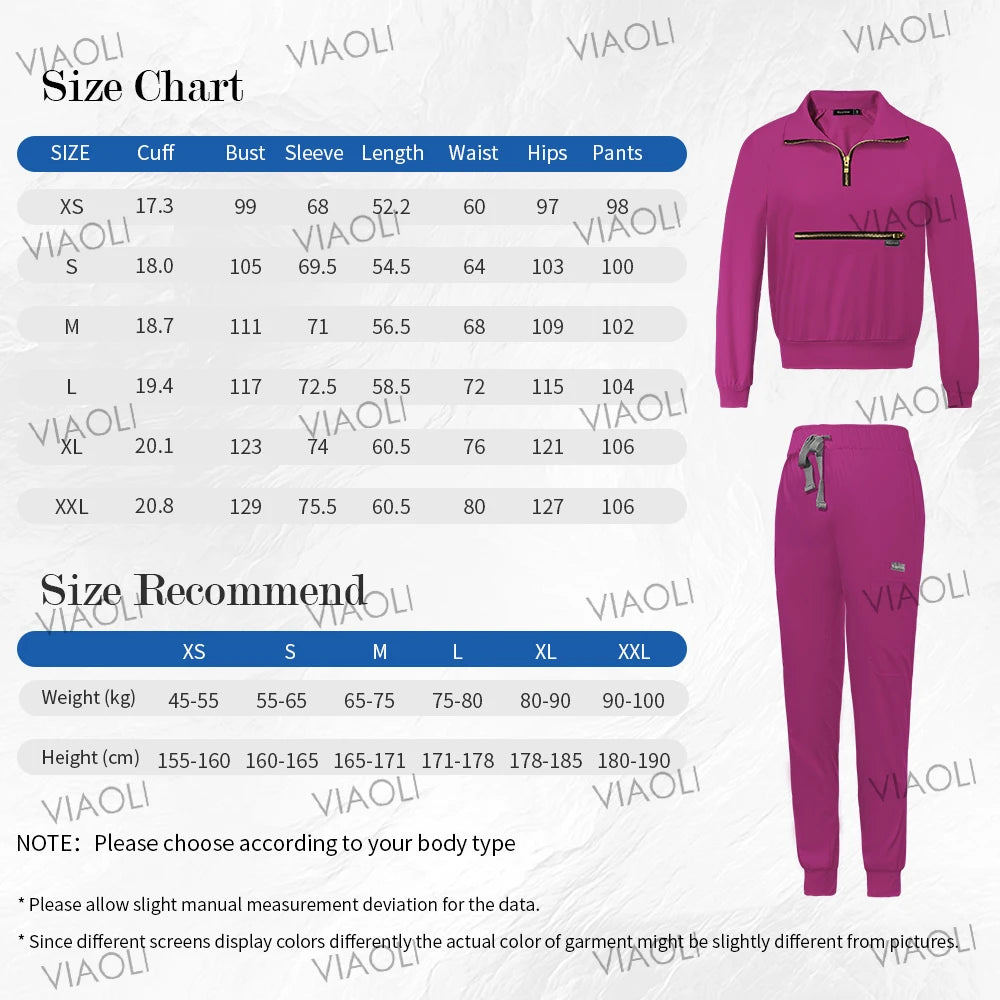 VIAOL High-Performance Medical Scrubs-Long Sleeve Jacket & Jogging Pants Set.