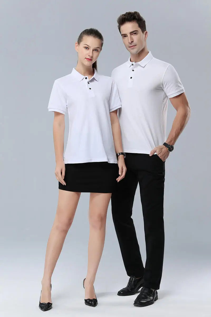 NoEnName_Null 100% cotton Custom Adult polo t shirts print logo turn-over collar T shirts Worker costume suits Wholesale Print Logo clothes