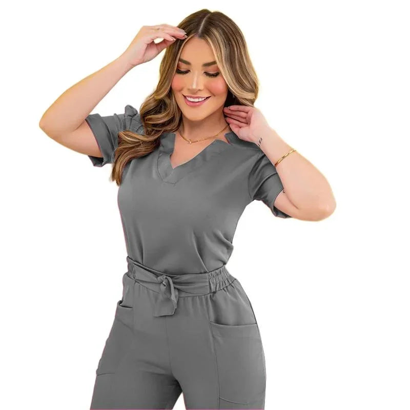 MERTRAW Women's Surgical Uniforms Set / Stylish Nursing Scrubs with Top & Pants for Medical, Clinical, and Beauty Professionals / Comfortable SPA & Hospital.