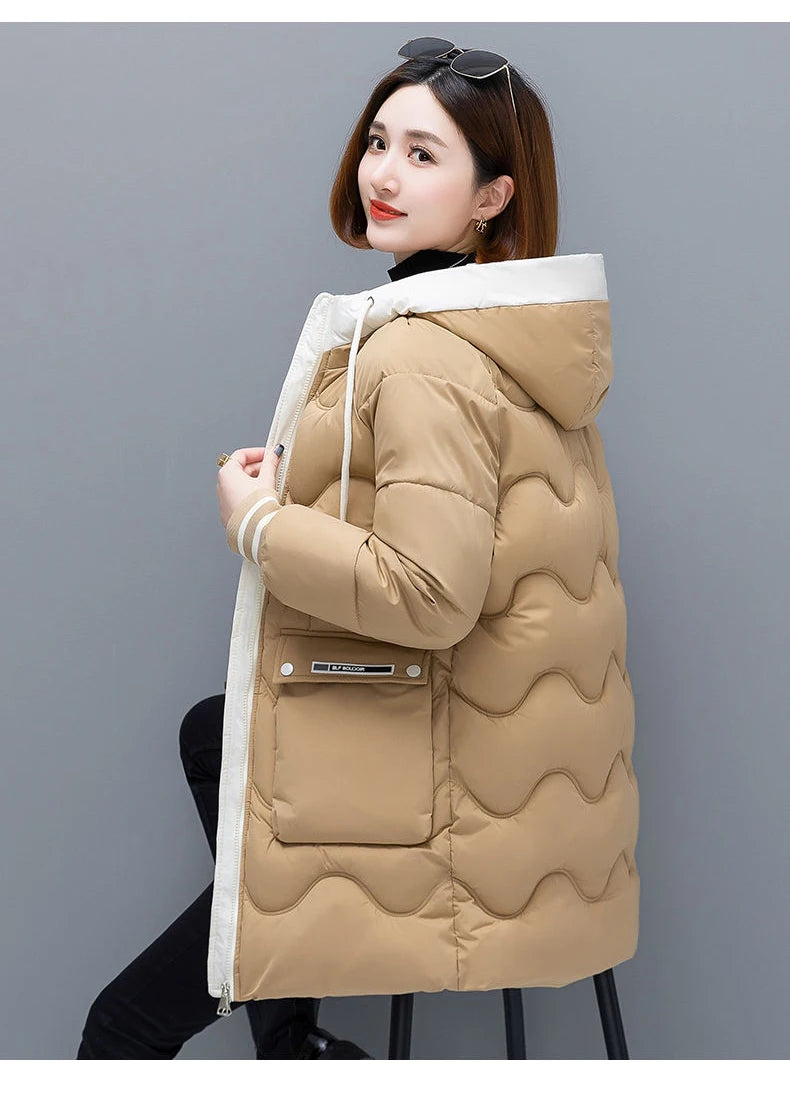 Women's Long Hooded Thicken Cotton Parka-Winter Down Puffer Coat 2024.