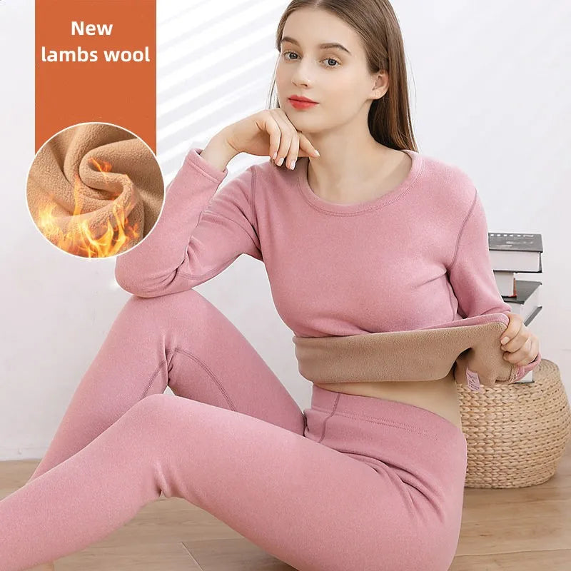 JAYCOSIN Cozy Lamb Fleece Thermal Underwear Set for Women-Ultimate Comfort.