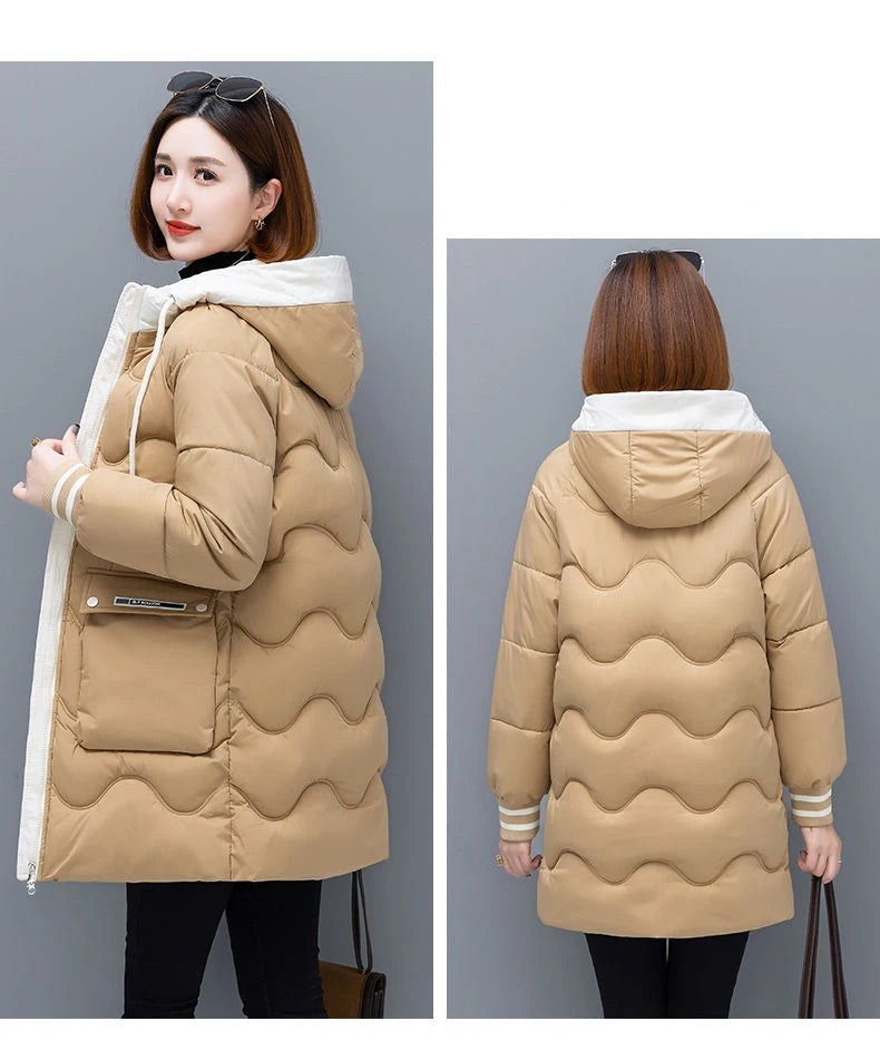 Women's Long Hooded Thicken Cotton Parka-Winter Down Puffer Coat 2024.