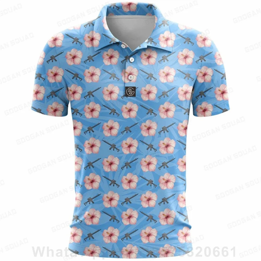 NoEnName_Null Golf Shirt for Men Casual 100% Polyester Shirt  High Quantity Turn Down Collar Polo Shirt.