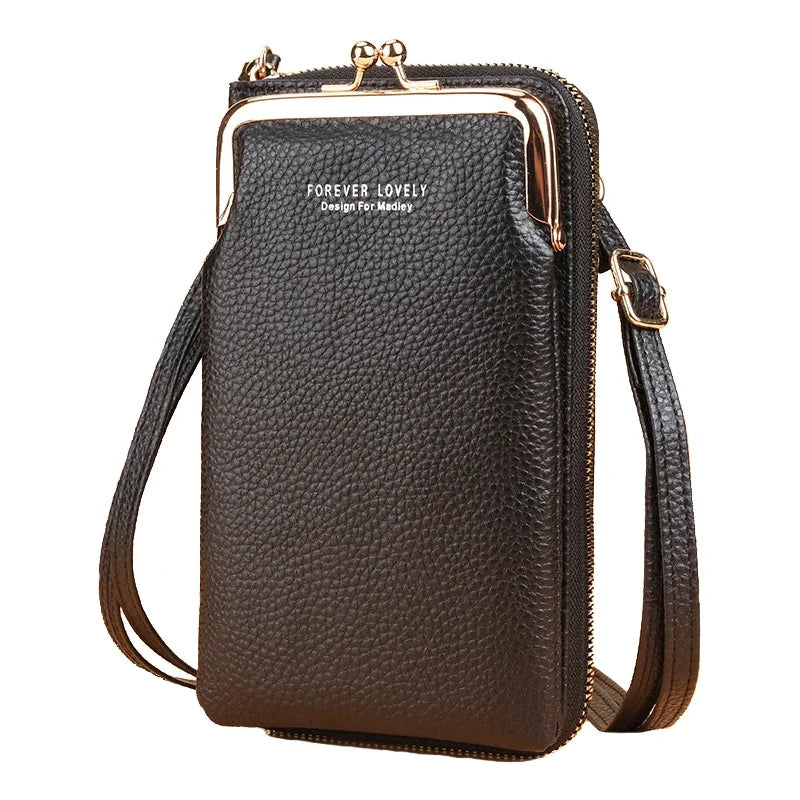 NoEnName_Null Women's Cell Phone PU Leather Crossbody Bag with Wallet Purse.