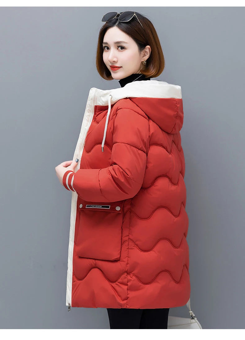 Women's Long Hooded Thicken Cotton Parka-Winter Down Puffer Coat 2024.