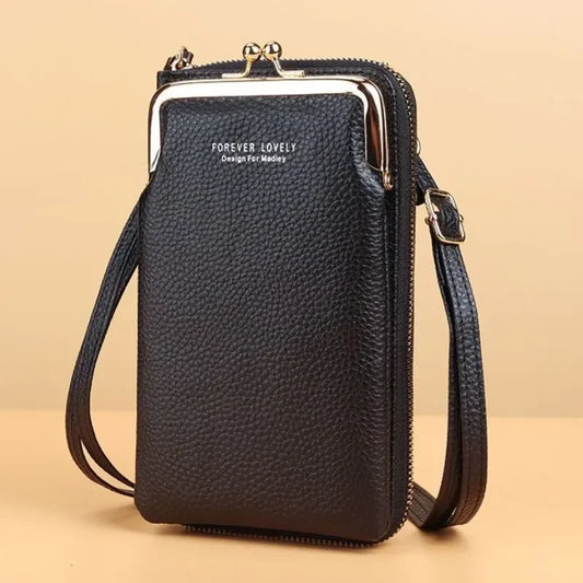 NoEnName_Null Women's Cell Phone PU Leather Crossbody Bag with Wallet Purse.