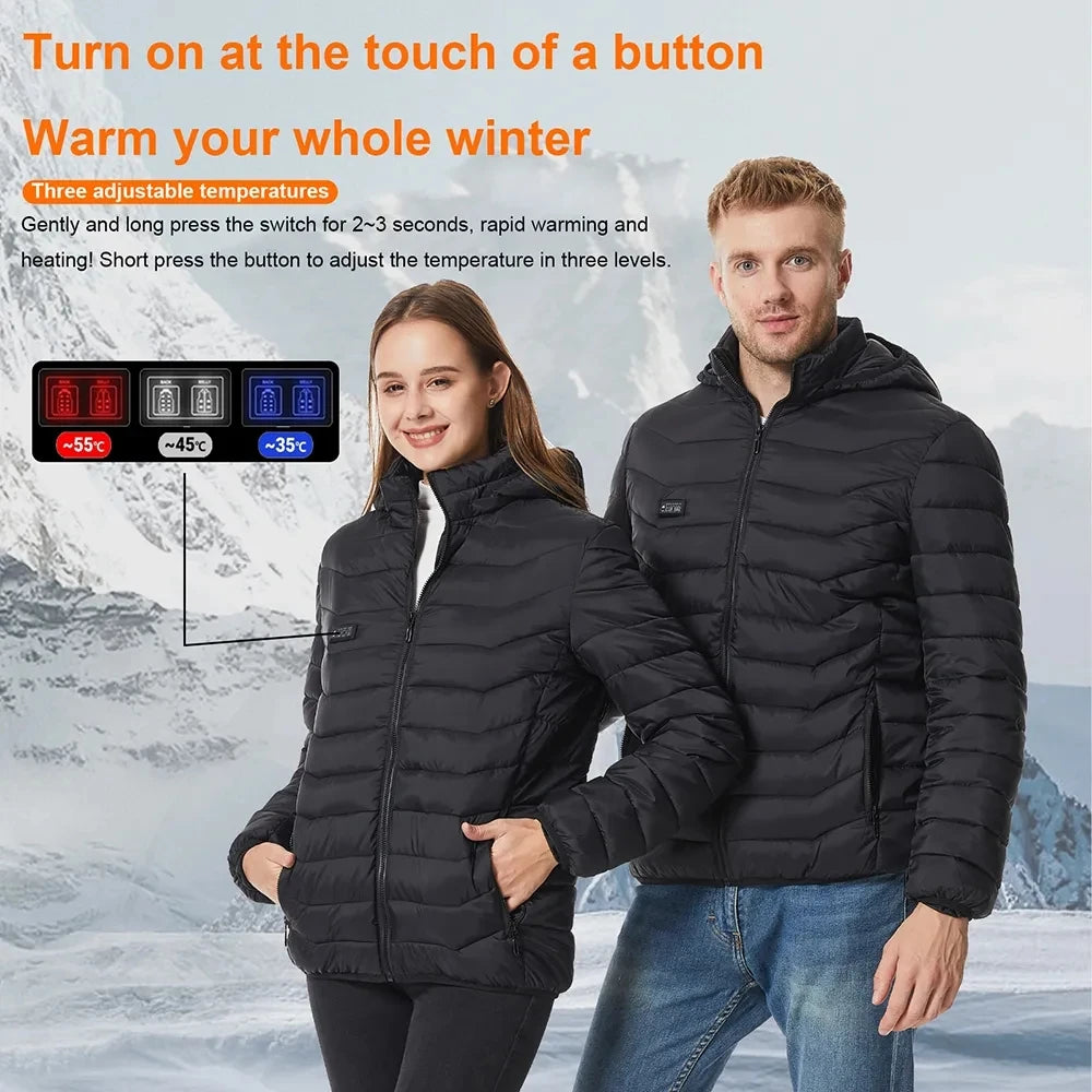 NoEnName_Null Men's Winter Heated Jacket- USB 21 Zones heated jacket for motorcycle, skiing and camping.