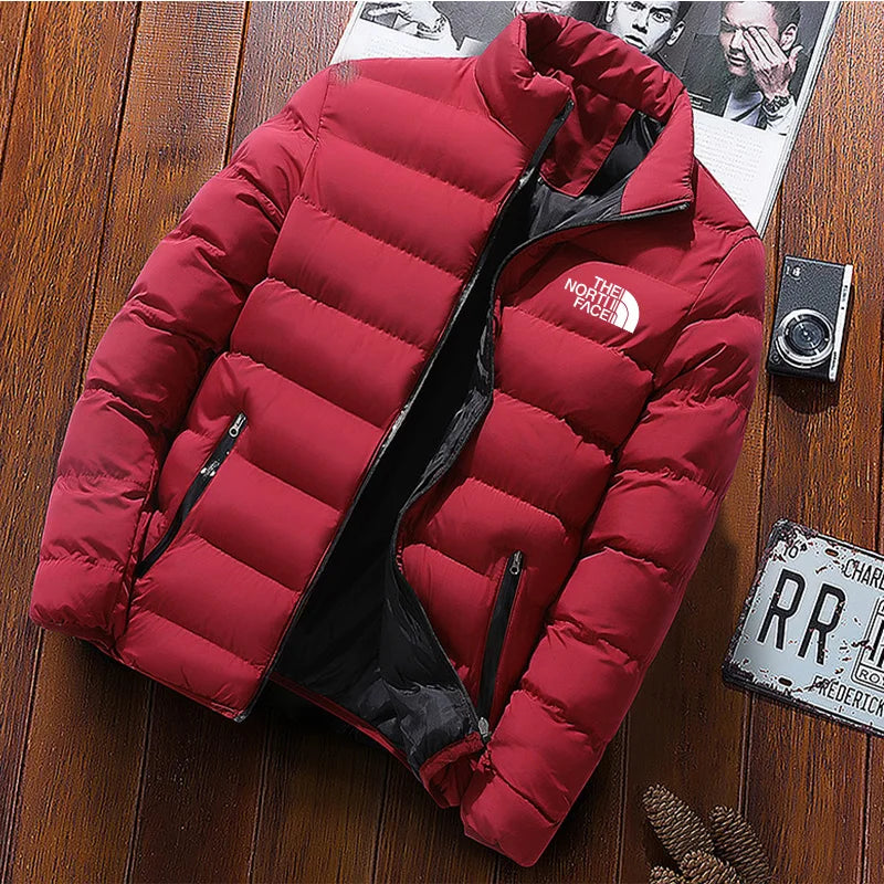 2024 Men's Casual Thick Cotton Zipper Jacket-Warm Stand-up Collar Hip Hop Style.